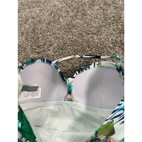 NWOT La Blanca In The Moment Bandeau One Piece Swimsuit Green Multi Print Size 2 - Picture 13 of 13